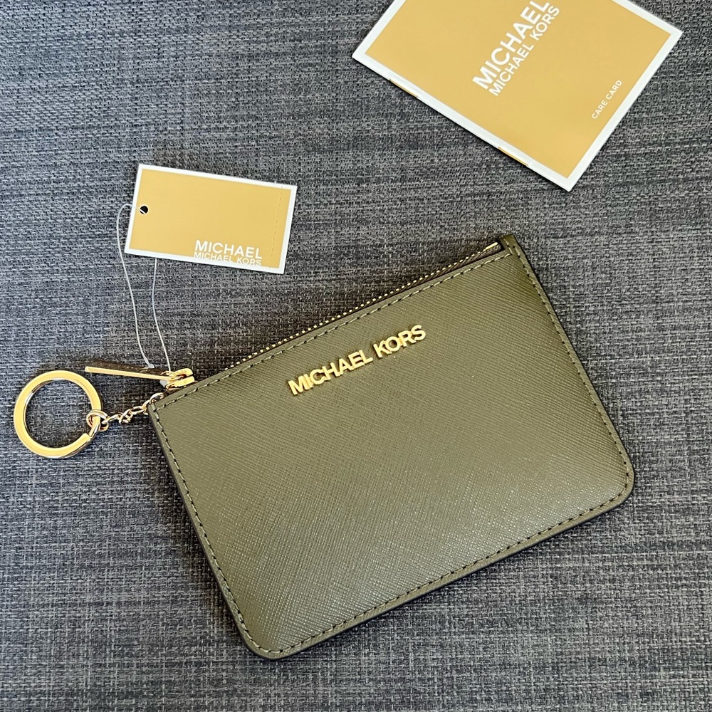 NWT MICHAEL KORS JET SET TRAVEL SMALL TOP ZIP COIN POUCH WITH ID WINDOW - Picture 1 of 6